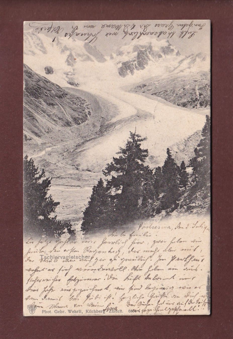 Ansichtskarten: TSCHIERVAGLETSCHER - 1902 – Gebraucht aus Pully von nicecards