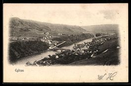 AK Eglisau, Ort mit Brücke und Eisenbahnviadukt