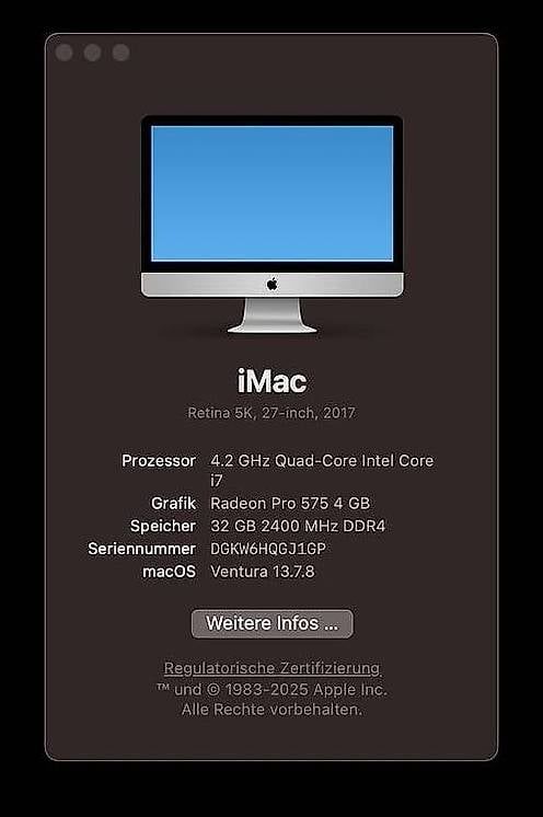 PCs: iMac 5K, 27 Zoll, 2017 – Gebraucht aus Rickenbach LU von aarongerig 2