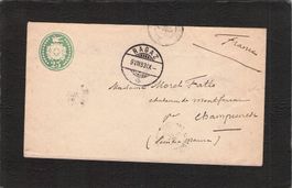 Tüblibrief 25 Rp , Ragaz - Frankreich , 9.Vll.1883