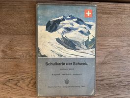 Antike Schulkarte der Schweiz - Reliefkarte Vintage