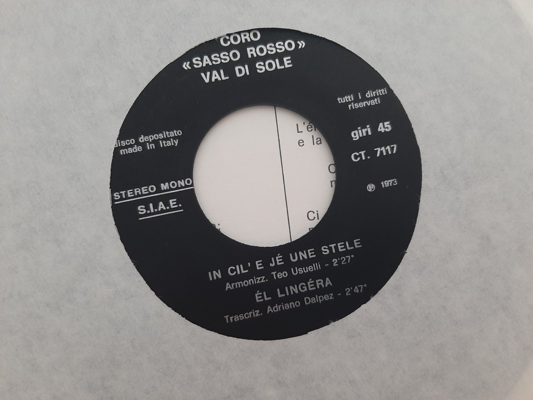 Dischi in vinile: Coro Sasso Rosso val di sole Schallplatte – Usato da Aarburg venduto da NDK 4