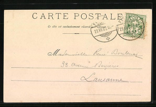 Cartoline postali: AK Fleurier, Vue générale, 1902 – Usato da Berlin venduto da bartko-reher 1
