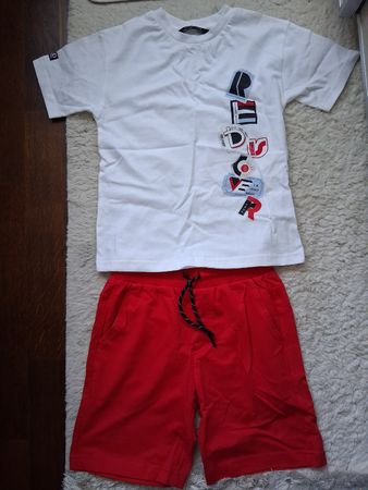 2-Teiliges cooles Set Gr.128 weiss&rot