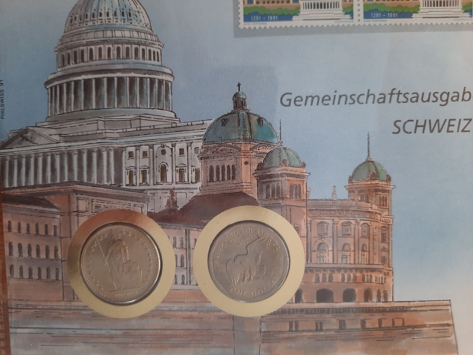 Tutti le monete: Numisgrossbrief, Schweiz/USA, 1991 – Usato da Marly venduto da neu-adlerauge65 1