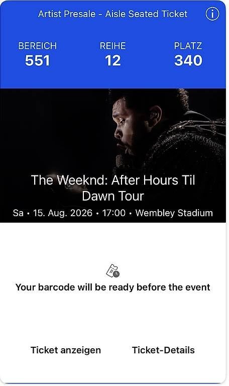 Billets: The Weekend Konzert Tickets London – D'occasion à Zürich par Flipper013 1
