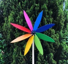 Windrad farbig gross 210 cm gross/67 cm ⌀ für Garten/Balkon Kaufen