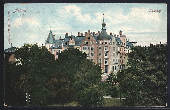 Ansichtskarten: AK Arbon, Blick zum Posthof, 1908 – Gebraucht aus Berlin von bartko-reher