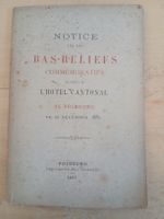 Livre ancien: Bas-reliefs Hôtel Cantonal Fribourg 1881