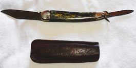 Taschenmesser Klappmesser Vintage mit Ledertasche