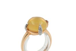 Citrin Brillant Ring in 18K Rosegold *S314