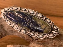 Grosse antike Silberbrosche wunderschöner Stein, 14 Gramm