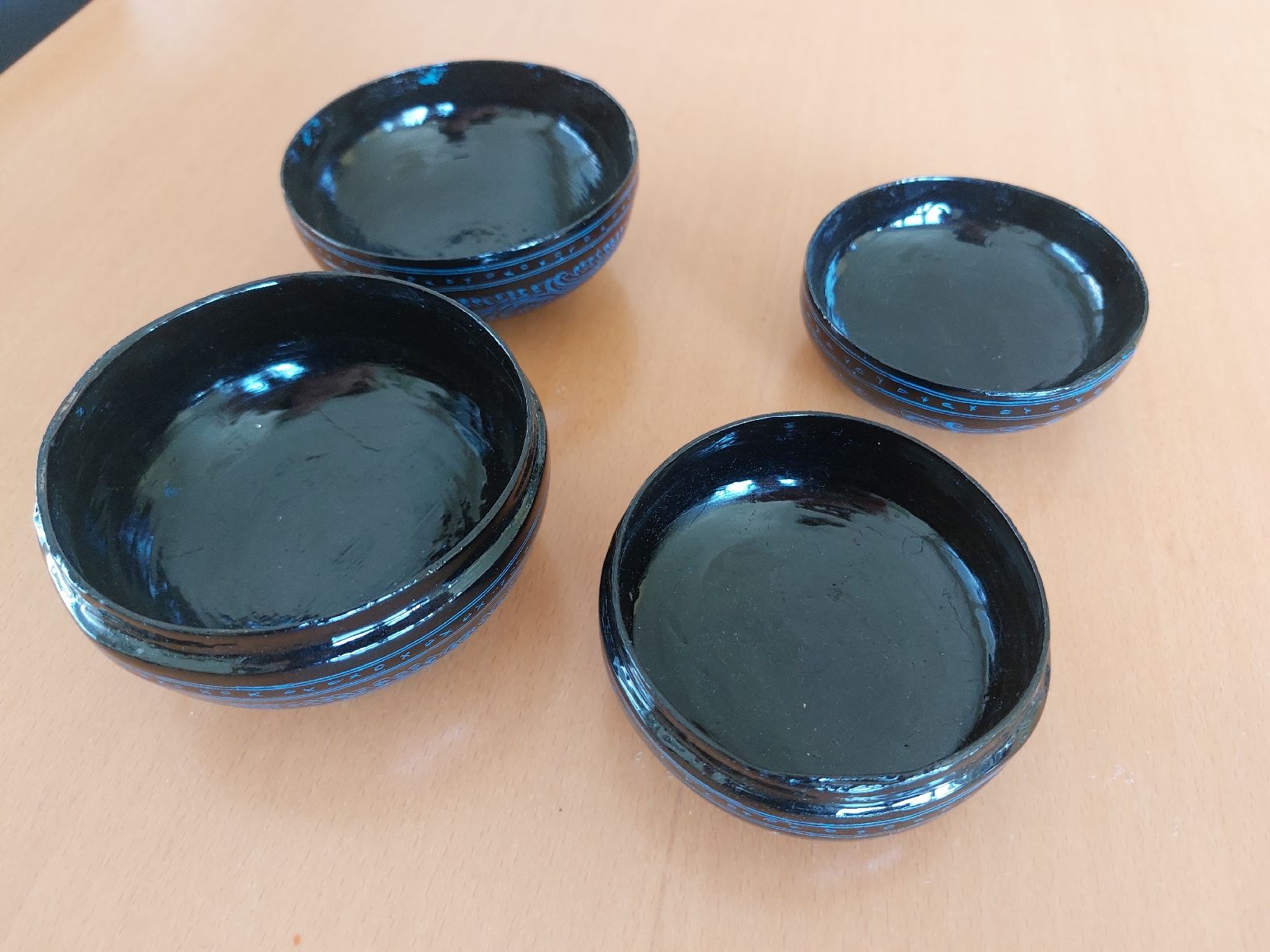 Ciotole: 2er Set Schmuckdose Schwarz Blau Muster Handarbeit Vinta – Usato da Baden venduto da BanaBoutique 1