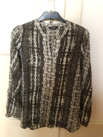 Olsen Bluse 36 S Seide Baumwolle Langarm Steinchen Muster