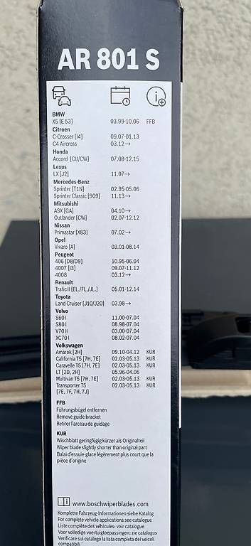 Tutti pezzi di ricambio auto: Bosch Scheibenwischer AR801S – Usato da Wangen b. Olten venduto da Mertz 2