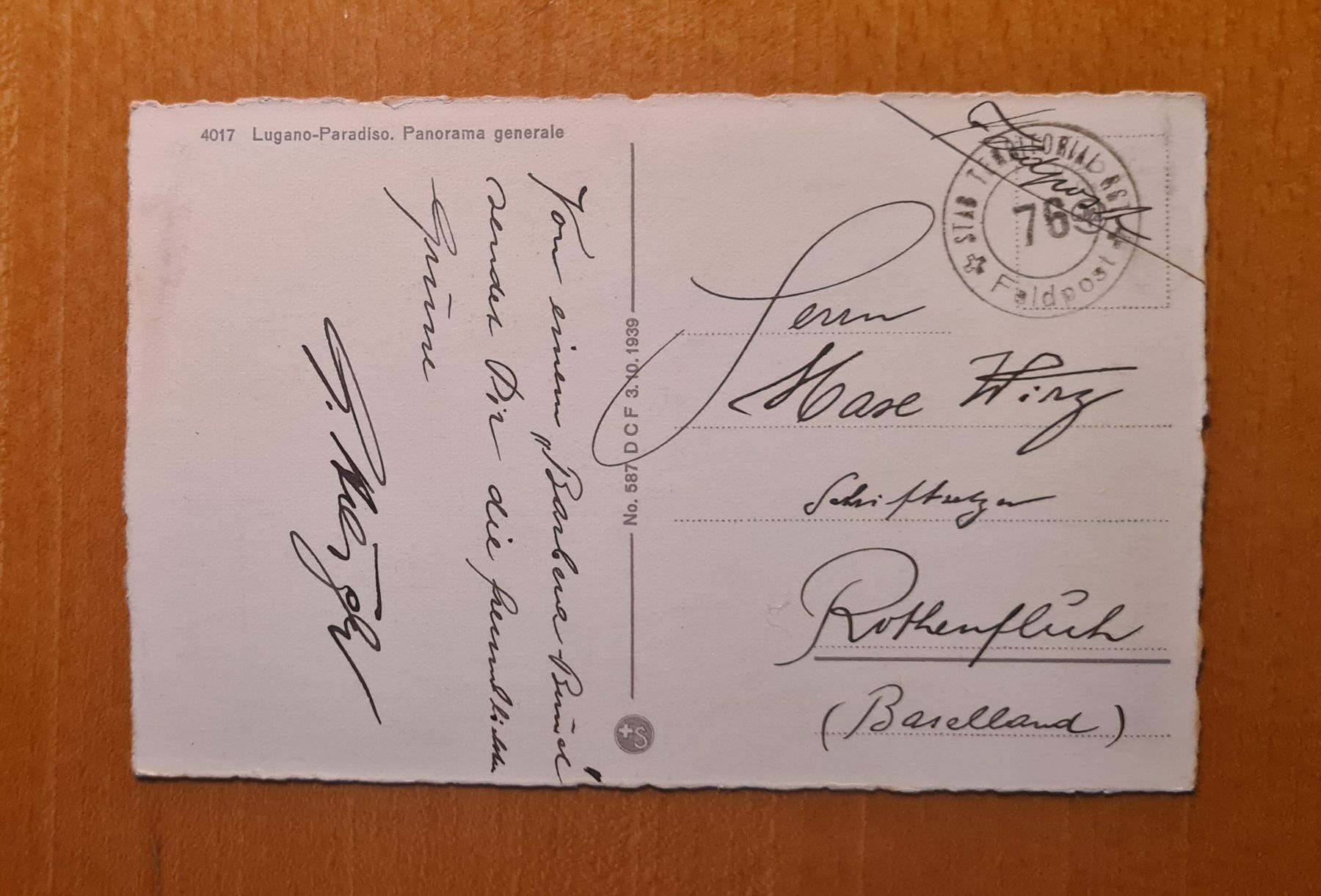 Cartoline postali: Lugano-Paradiso Feldpost – Usato da Ebikon venduto da Donar50 1