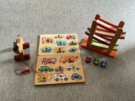 Holzspielzeug Set,  Puzzles ,Nachziehtier , Kugelbahn