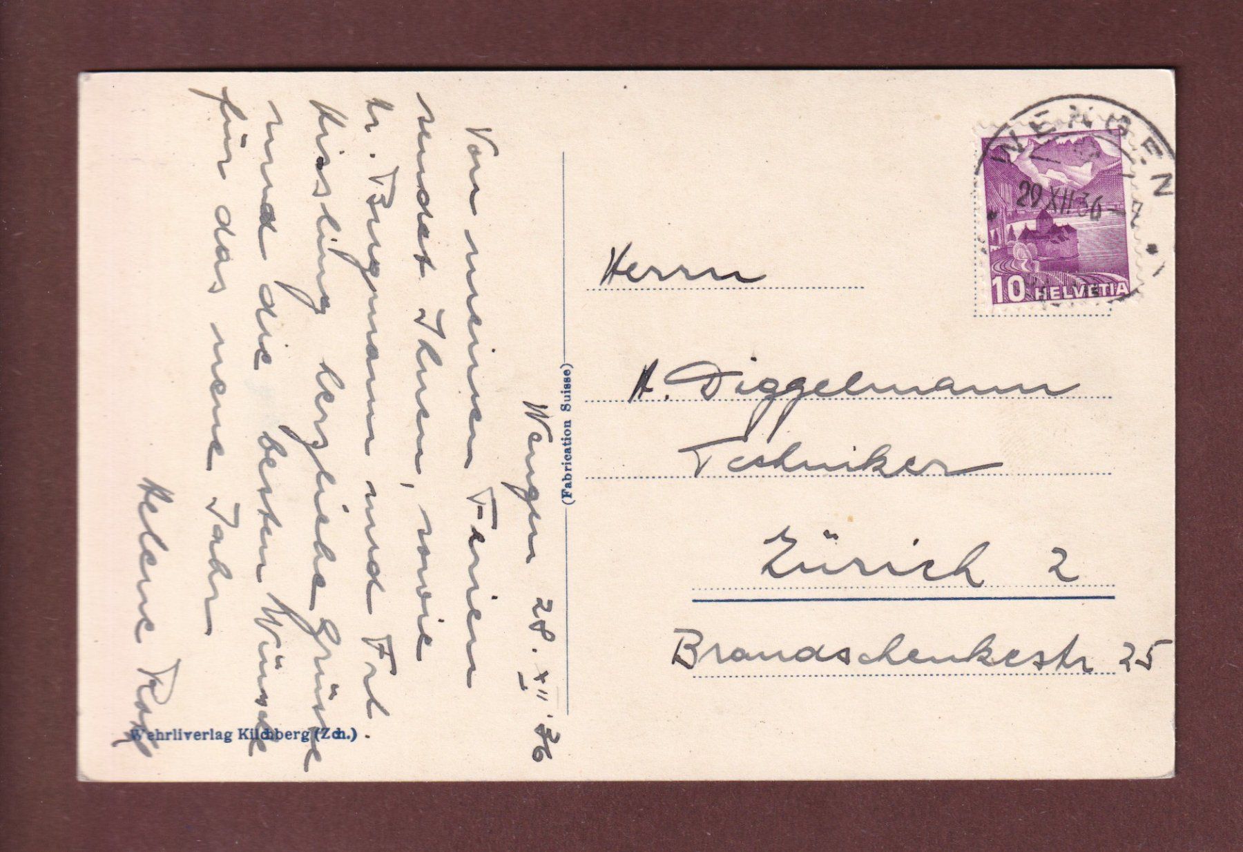 Cartoline postali: WENGEN - Alphütten - 1936 – Usato da Pully venduto da nicecards-shop 1