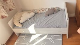 Kinderbett weiss + mattress + gratis 140 x 70 cm