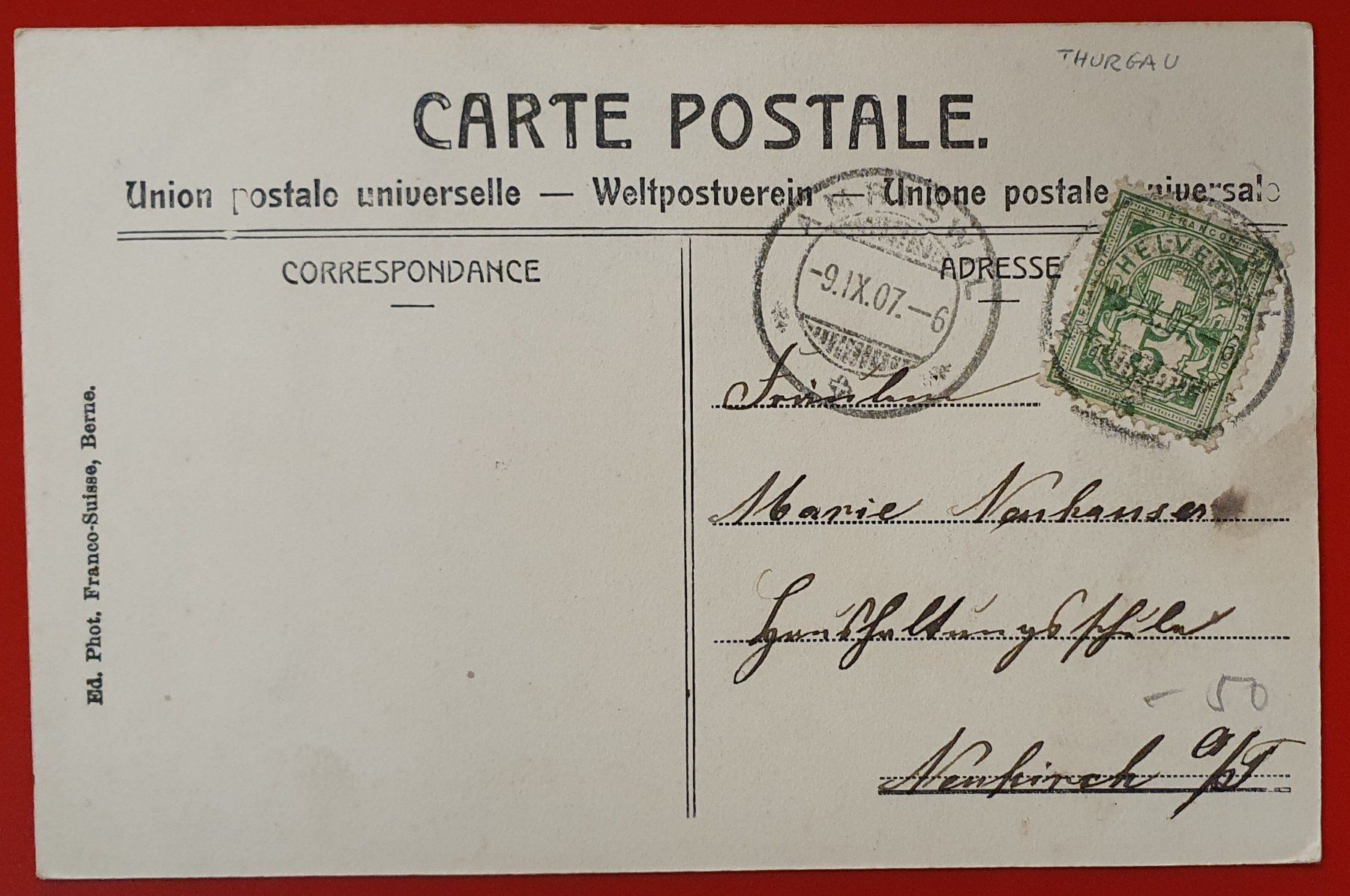 Cartoline postali: Dozwil 1907 - Schulhaus – Usato da Kreuzlingen venduto da Rschweiz1 1