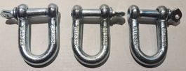3 stük Schäkel 10mm  Gerade mit Augbolzen