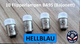 10x BA9S (BAJONETT) LED Lampen Hellblau 6.3V – 2 LEDs