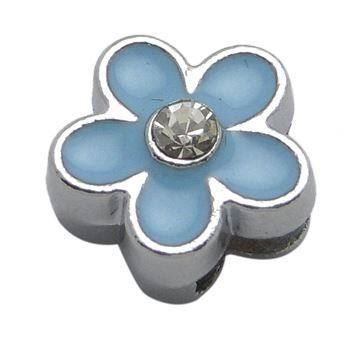Perle (finte): Blume Schiebeperle blau mit Strass 11mm – Nuovo (secondo la descrizione) da Alpnachstad venduto da perlengaby
