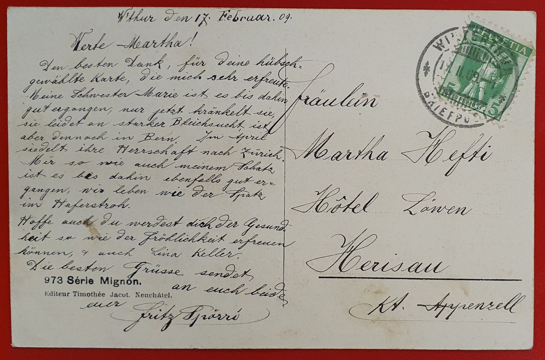 Cartoline postali: Winterthur 1909 - Bahnhof – Usato da Kreuzlingen venduto da Rschweiz1 1