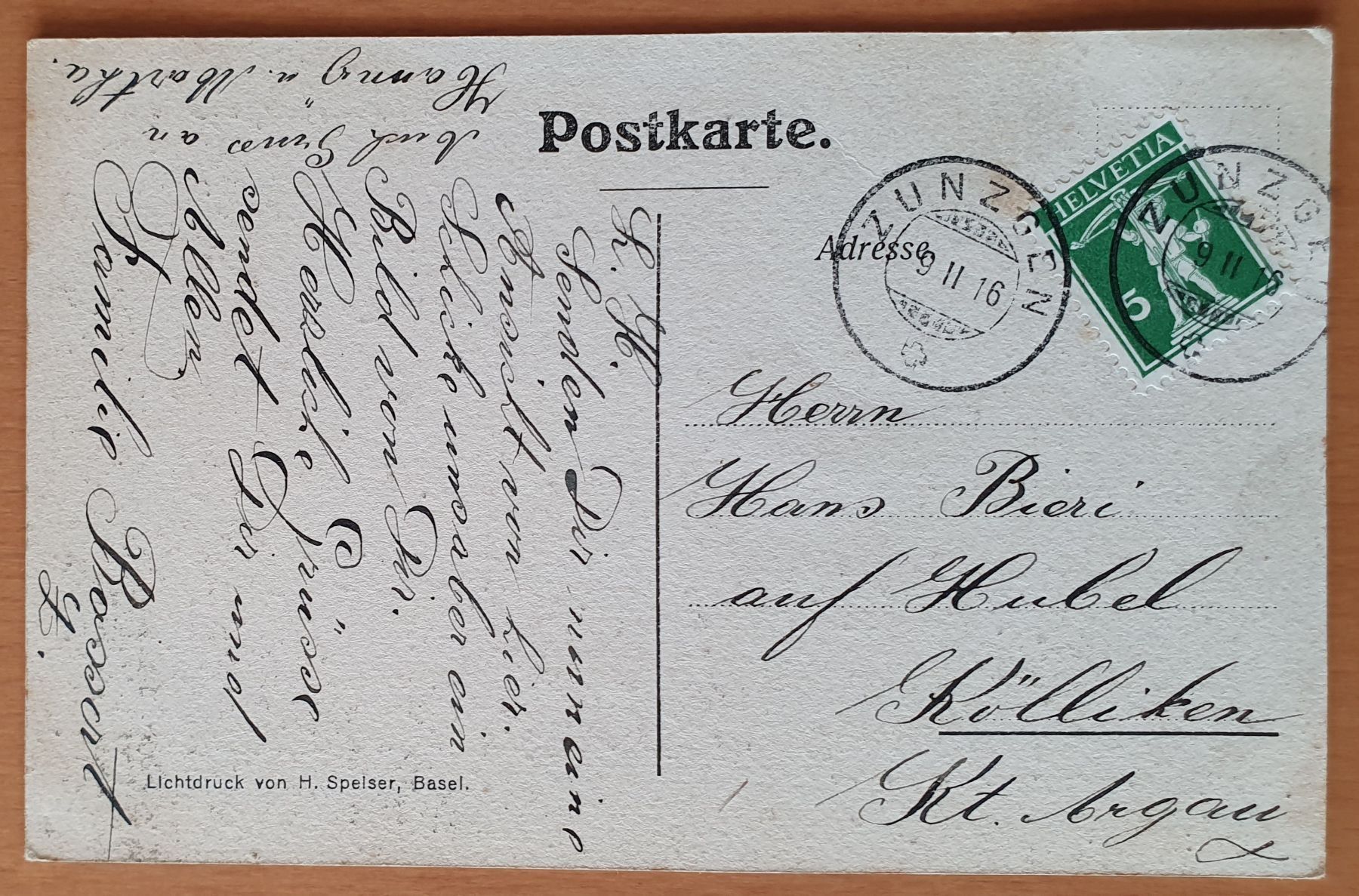 Cartoline postali: Zunzgen - Oberdorf 1916 - TOP – Usato da Kreuzlingen venduto da Rschweiz1 1