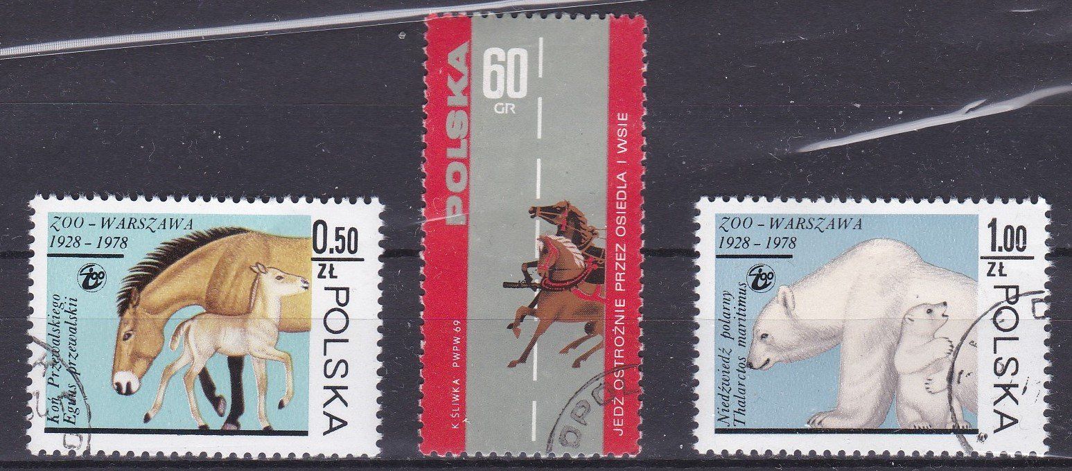 Tutti i francobolli: 3 timbres Pologne animaux zoo Varsovie 1978 obl. – Usato da Blonay venduto da Leglaude_01