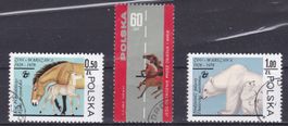 3 timbres Pologne animaux zoo Varsovie 1978 obl.