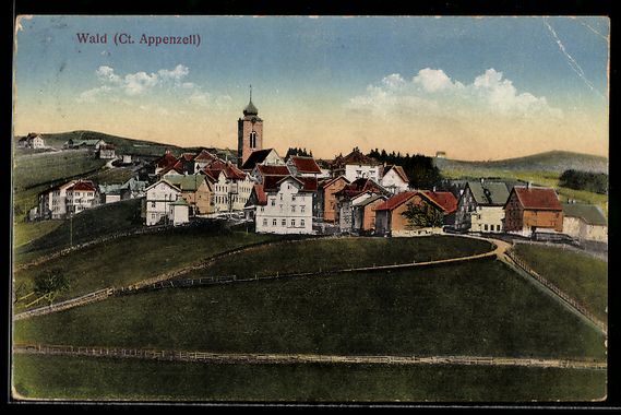 Cartoline postali: AK Wald /Appenzell, Ortspanorama mit Kirche – Usato da Berlin venduto da bartko-reher