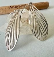 925 Silber Ohrhänger Blatt Design handgefertigt Vintage