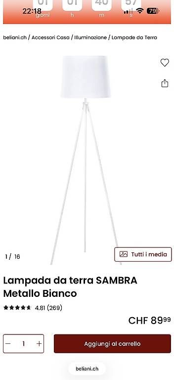 Lampade: BELIANI - Lampada Bianca – Nuovo e nell'imballaggio originale da Chiasso venduto da D.erre