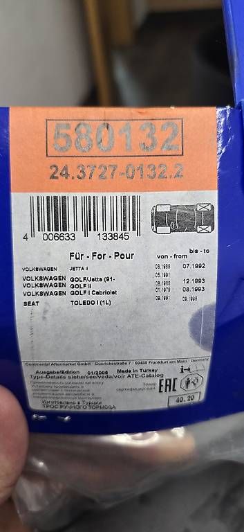 Tutti pezzi di ricambio auto: ATE 24.3727-0132.2 Handbremsseil – Usato da Sargans venduto da AleinEbibi 1