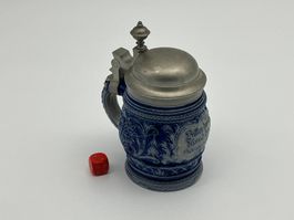 Steinzeug Bierhumpen Krug mit Spruch 0.3l