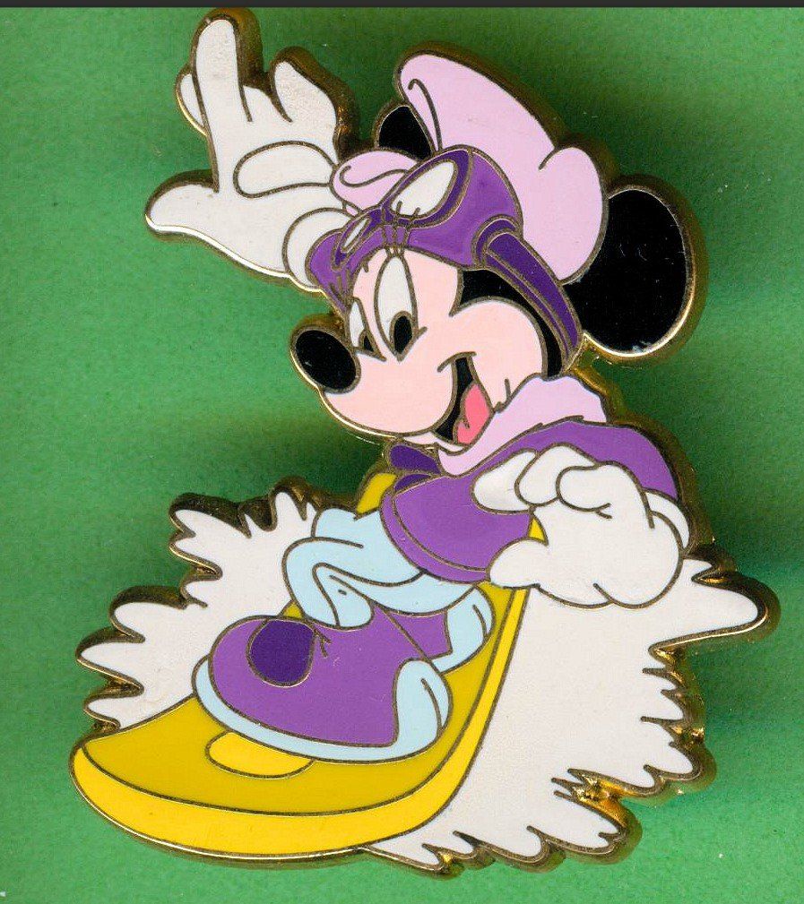Disney Placchette & Badge: Disney   MINNI  mit Snowboard – Usato da Winterthur venduto da Sammleroase