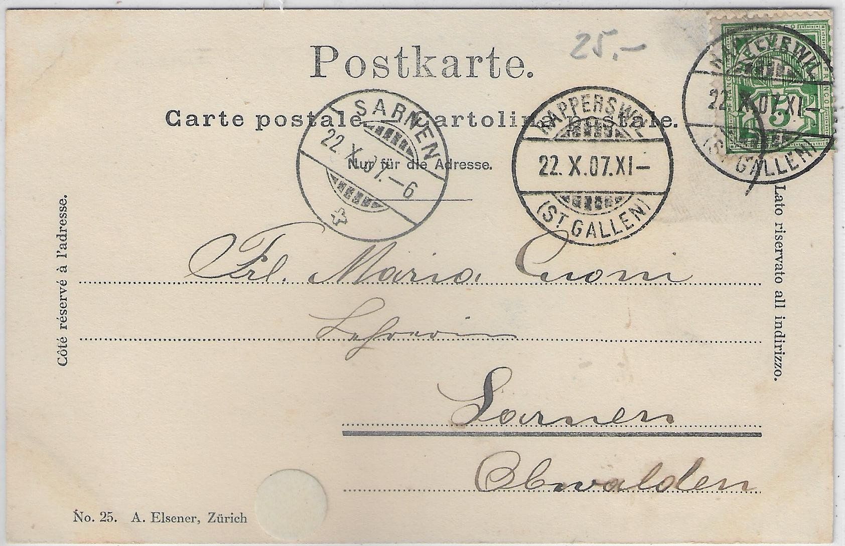 Cartoline postali: Rapperswil - Brücke, Turm und Schiff – Usato da Ettingen venduto da Kartenplanet 1