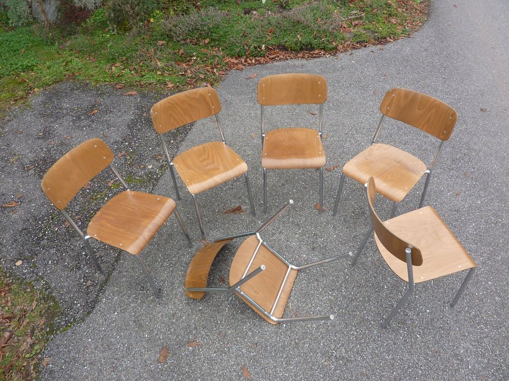 6 Stühle Holzstühle Stapelstühle Seminarstühle stapelbar 1