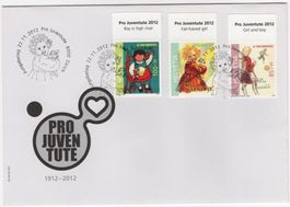 Pro Juventute mit TAB (engl) auf offiziell illustriertem FDC