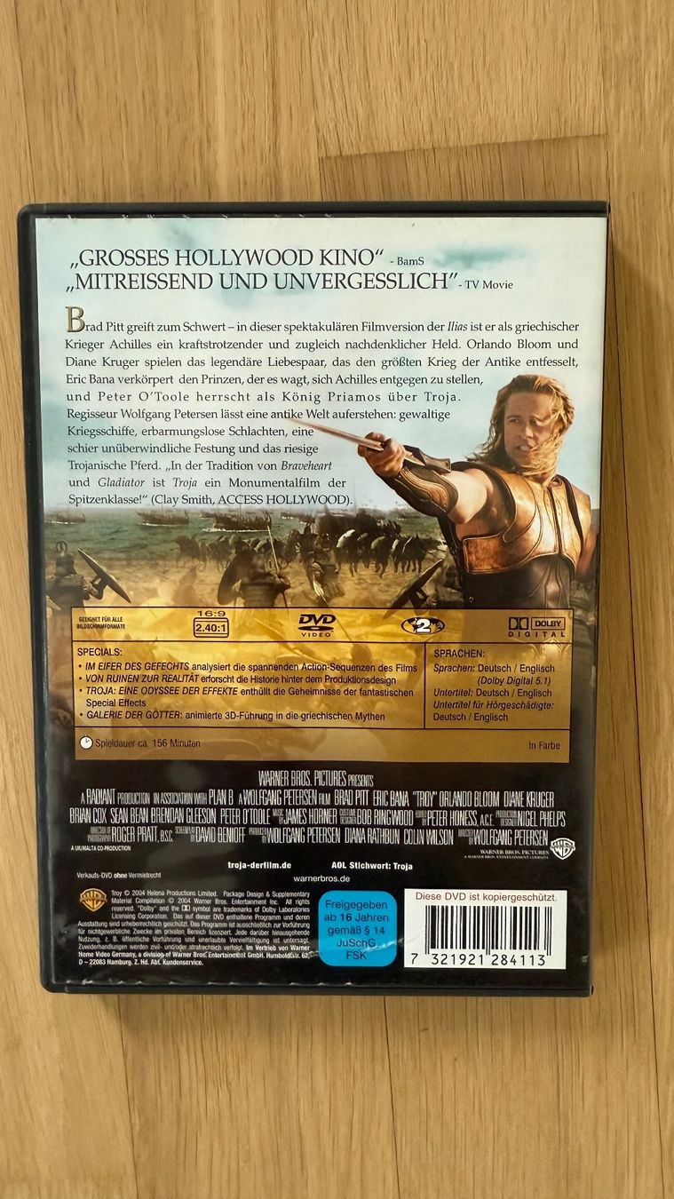 Tutti i DVDs: Troja DVD - 2-Disc Edition mit Brad Pitt – Usato da Brunnen venduto da Moona22 1