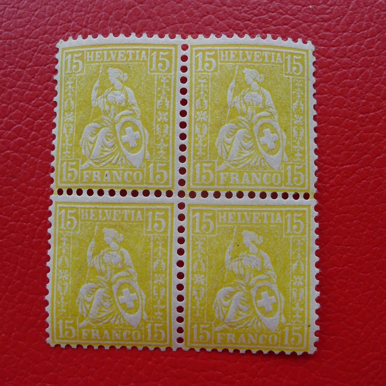 Tutti i francobolli: 1875: Nr.39 ** postfrischer Viererblock Sitzende, Kat: 80.-+ – Usato da Sursee venduto da Luzernerraute