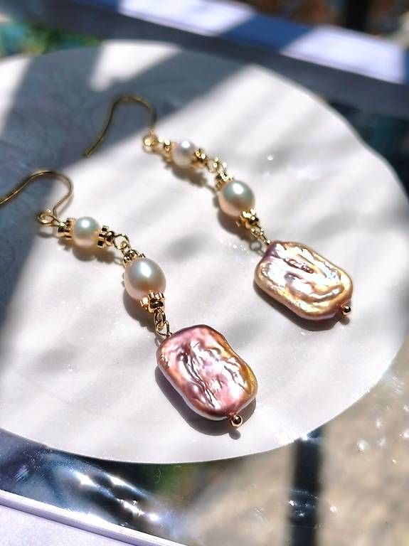 Boucles d'oreille: Boucles d'oreilles faits main perle Baroque perles akoya – D'occasion à Ursy par tan_8qdl 2