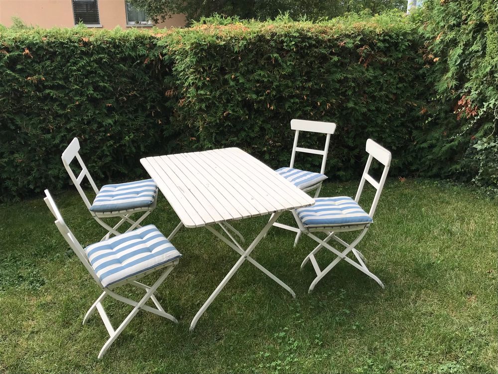 Garten/Balkon Tisch mit 4 Stühlen inkl. Sitzkissen Kaufen auf Ricardo