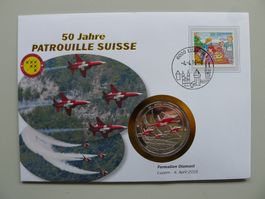2016 Numisbrief "Form. Diamant" 50 Jahre Patrouille Suisse
