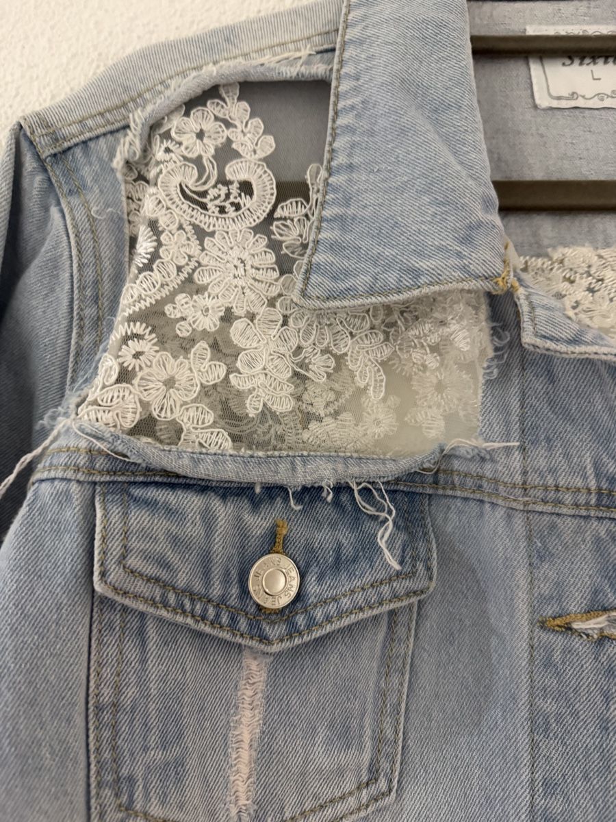 Giacche: Jeansjacke mit Spitze & Destroyed-Look Gr. L – Nuovo (secondo la descrizione) da Hägglingen venduto da Raff_Ella 1