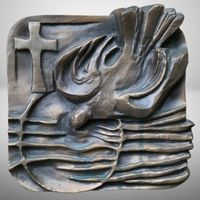 💥Bronze Relief Wandrelief Taube Kreuz Kunstguss Rarität 🕊️