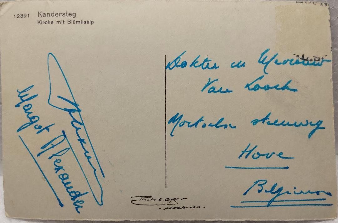 Ansichtskarten: KANDERSTEG  -  Kirche mit Blümlisalp – Gebraucht aus Delémont von Domdom1 1