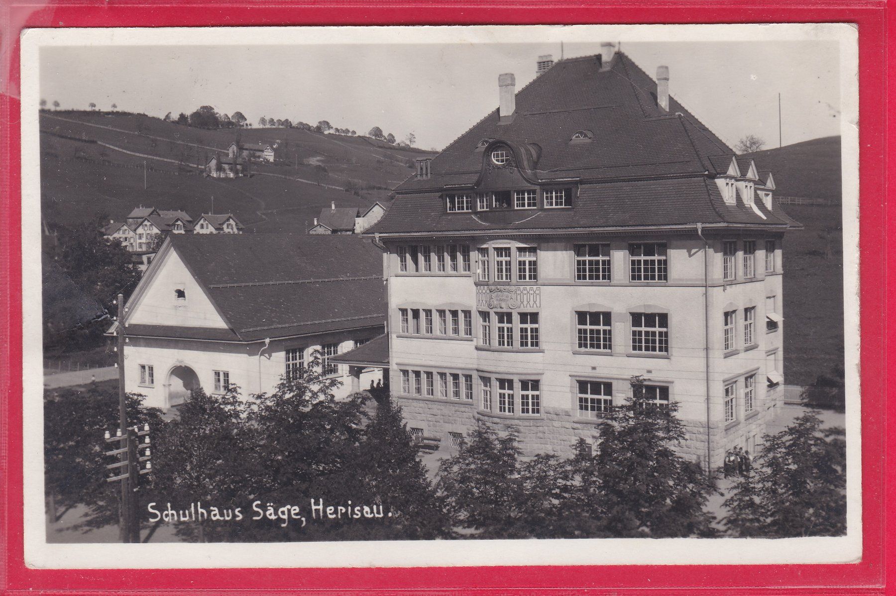 Cartoline postali: HERISAU, SCHULHAUS SÄGE, FELDPOST – Usato da Oberrieden venduto da Gebirgsstelze