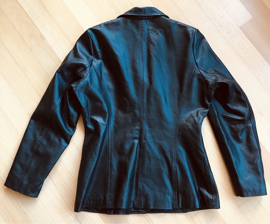 Klassische schwarze Lederjacke M/L 2
